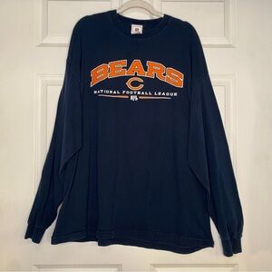 NFL Chicago Bears Navy Blue Orange White Long Sleeve Crewneck Tee Size 3XL